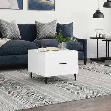 vidaXL Salontafel 50x50x40 cm bewerkt hout hoogglans wit, Verzenden, Nieuw