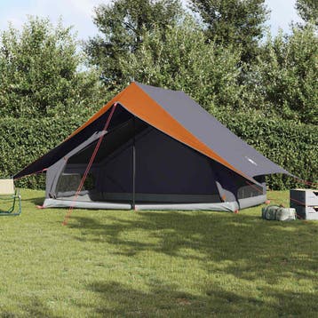 vidaXL Familietent met dak Grijs en Oranje 315 x 286 x 200, Verzenden, Nieuw