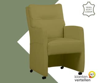 Leren eetkamerstoel Sharp - Toledo Mustard (mosterd) - Met, Huis en Inrichting, Eigentijds, Modern, Overige kleuren, Nieuw, Leer