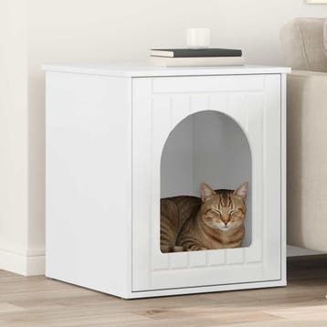 vidaXL Kattenhuis Glanzend Wit 53 x 52 x 62 cm Bewerkt hout, Verzenden