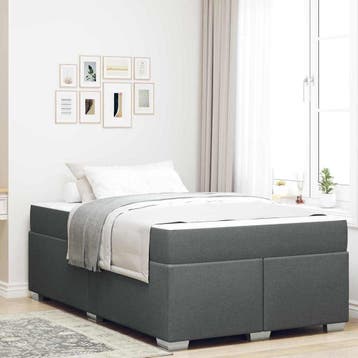 vidaXL Bedframe met matras Donkergrijs 120 x 190 cm Stof, Verzenden, Nieuw