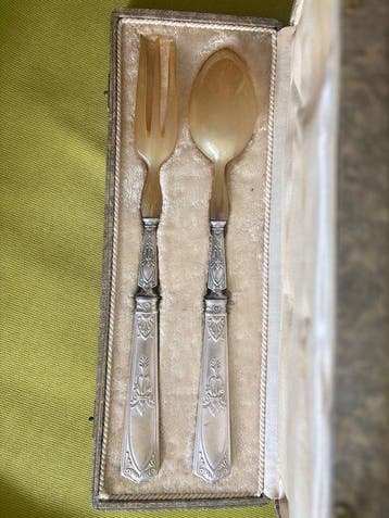 Couverts de service à salade - Argent 950 - 1850-1900, Antiquités & Art