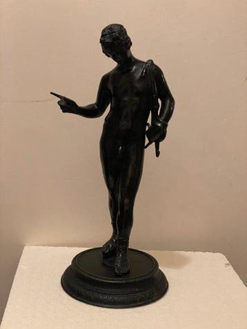sculptuur, Narcisio - 27 cm - Gepatineerd brons, Antiek en Kunst