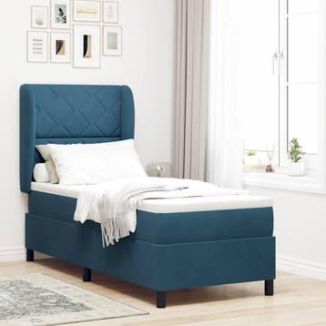vidaXL Boxspring bed met hoofdeinde Donkerblauw 200 x 80 cm, Huis en Inrichting, Slaapkamer | Bedden, Verzenden, Nieuw