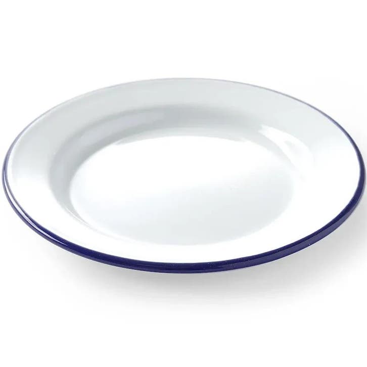 Bord | Geëmailleerd Staal | Wit/Blauw | Per Stuk | Ø200mm, Articles professionnels, Horeca | Équipement de cuisine, Envoi