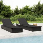 vidaXL Ligbed met tafel 1 st poly rattan zwart, Verzenden, Nieuw