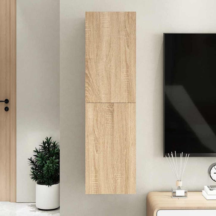 vidaXL Tv-meubel 30,5x30x110 cm bewerkt hout sonoma, Huis en Inrichting, Kasten |Televisiemeubels, Nieuw, Verzenden