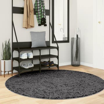 vidaXL Vloerkleed OVIEDO laagpolig Ø 160 cm antracietkleurig, Verzenden