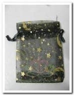 Cadeauzakje giftbag Organza Star Black 7x9 cm, Nieuw