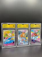 Pokémon - 3 Graded card Rowlet, Chimchar & Litten First