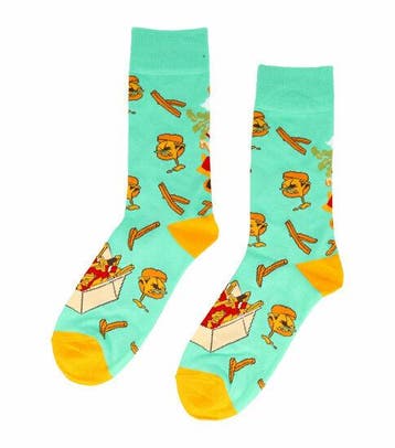 Sokken Katoen - Fastfood Print - Groen Oranje - Maat 36-43, Vêtements | Femmes