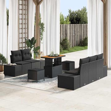vidaXL Tuinbank Set 8 st Zwart poly rattan, Verzenden, Nieuw