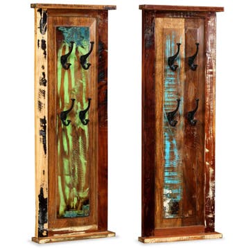vidaXL Kapstokken 2 st 38x100 cm massief gerecycled hout, Huis en Inrichting, Verzenden, Nieuw