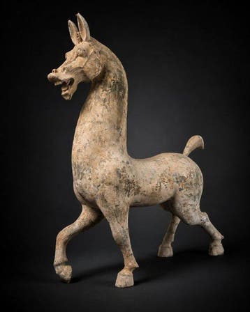 Oud-Chinees, Han-dynastie Terracotta Groot paard en ruiter.