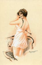 Illustrateurs, petites femmes, couples, glamour. - Carte