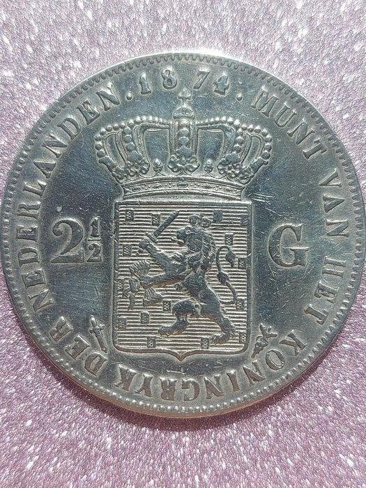 Nederland. Willem III. 2 1/2 Gulden 1874 (Zonder, Postzegels en Munten, Munten | Nederland
