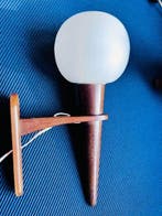 Lampe (2) - verre et bois de teck - vintage, Antiek en Kunst, Antiek | Verlichting