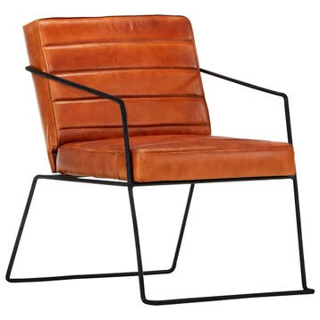 vidaXL Fauteuil echt leer tan, Verzenden