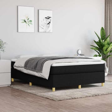 vidaXL Boxspring bed stof zwart 140x200 cm, Verzenden