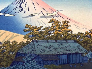 Woodblock Print Morning at Ubako in Hakone  -