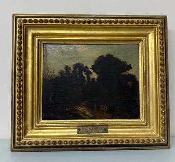 Nederlandse school (XVII) - Paisaje Holandés con vacas al