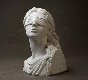 Beeld, Lady Justice - 12 cm - Marmer
