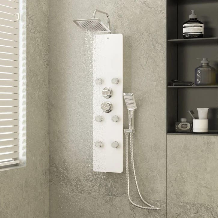 vidaXL Douchepaneel 25x47,5x130 cm glas wit, Doe-het-zelf en Bouw, Sanitair, Nieuw, Verzenden