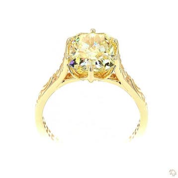 Ring - 14 karaat Geel goud - 4.04ct. tw. Geel Diamant (Fancy, Nieuw
