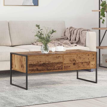 vidaXL Salontafel met lade Oud Hout 100 x 46 x 40 cm Bewerkt, Huis en Inrichting, Verzenden, Nieuw