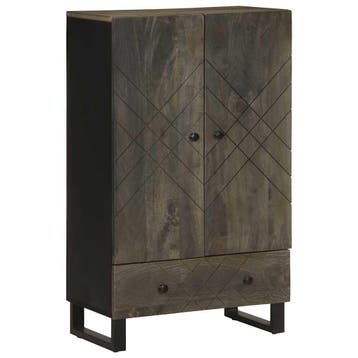 vidaXL Hoge kast 60x33x100 cm massief mangohout zwart, Huis en Inrichting, Verzenden, Nieuw