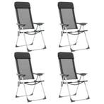 vidaXL Campingstoelen inklapbaar aluminium zwart 4 st, Caravans en Kamperen, Verzenden, Nieuw