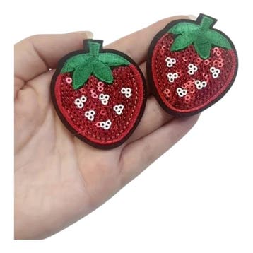 Embleem aardbei glitter - 5 x 5.5 cm - applicatie - opstr..., Verzenden, Nieuw, Overige typen