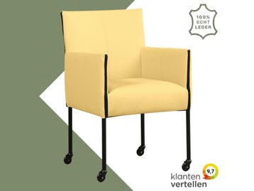 Leren eetkamerstoel More - Toledo Lemon (geel) - Poten, Huis en Inrichting, Overige kleuren, Bohemian, Industrieel, Modern, Scandinavisch