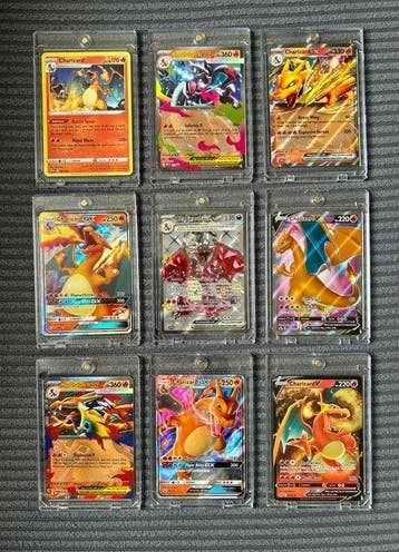 Pokémon - 9 Card - Charizard Collection Full art, Holo,