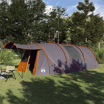 vidaXL Tunneltent voor 4 Personen Grijs en Oranje 740 x 370, Verzenden, Nieuw