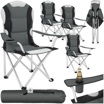 Kampeerstoel bekleed - grijs, Set van 4, Verzenden, Nieuw