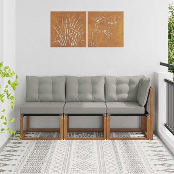 vidaXL 3 st Outdoor Midden- en Hoekbank Naturel, Verzenden