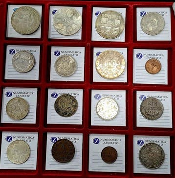Oostenrijk, Hongarije. Lot of 16 coins, incl. silver,