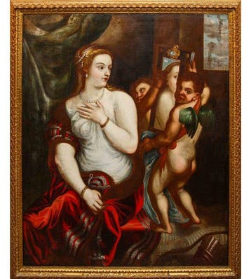 Seguace di Tiziano Vecellio (XVII) - Venere allo specchio
