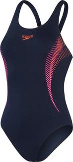 Speedo Placement Muscleback Marine/Roze Dames Sportbadpak..., Verzenden