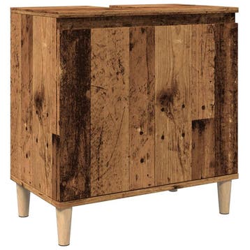 Wastafelkast 58cm oud hout | 33% korting | Retour deal, Huis en Inrichting, Badkamer | Badkamermeubels, Verzenden, 50 tot 100 cm