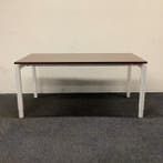 bureau 160x80 cm, hoogte verstelbaar - 4 poot, wit - bruin, Huis en Inrichting, Bureaus, In hoogte verstelbaar, Gebruikt