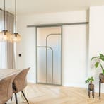 Stalen Schuifdeur met koofsysteem Kiezelgrijs 4 Vlaks rond M, Doe-het-zelf en Bouw, Raamkozijnen en Schuifdeuren, Nieuw, Metaal