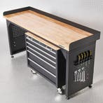 Datona Werkbank PRO met eiken werkblad en gereedschapswagen, Doe-het-zelf en Bouw, Werkbanken, Ophalen of Verzenden, Nieuw