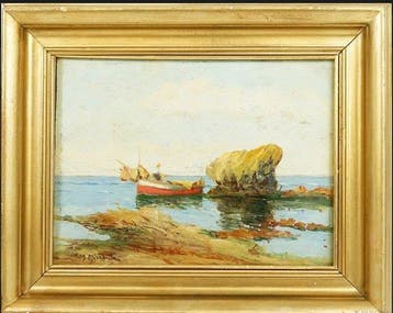 Mario Mirabella (1870-1931) - costa siciliana con barche