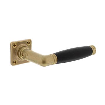 Deurklink Ton 222 met rozet messing getrommeld/ebbenhout..., Ophalen of Verzenden, Klink of Kruk