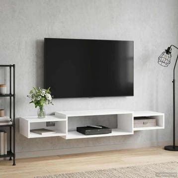 vidaXL Wand gemonteerd TV Kast Muurmontage Wit 140 x 28 x 21, Verzenden