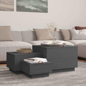 vidaXL Opbergboxen met deksels 3 st massief grenenhout grijs, Huis en Inrichting, Verzenden, Nieuw