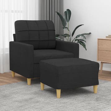 vidaXL Fauteuil met voetenbank / zetel 60 cm stof zwart, Verzenden