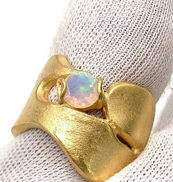 Zonder minimumprijs - Ring Zilver, Verguld Opaal, Nieuw